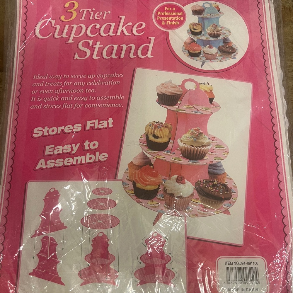 - 3 tier cupcake stand gold stars birthday